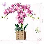 baratos Brinquedos de Montar-presentes de dia das mulheres presente de dia dos namorados compatível com le-go rose bloco de construção enfeites de flores g5010 bloco de construção borboleta orquídea bonsai buquê presentes de dia