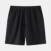 baratos Clássico-Homens Calção Shorts de linho Shorts de verão Com Cordão Cintura elástica Tecido Conforto Curto Casual Diário Feriado Misto de Algodão e Linho Moda Estilo Clássico Preto Branco