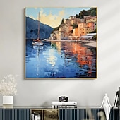 cheap Landscape Paintings-Handmade Oil Painting Canvas Wall Art Decor Original sailboat art Home Decor With Stretched FrameWithout Inner Frame Painting