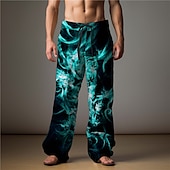 abordables Pantalons décontractés imprimés pour hommes-Flamme Abstrait Homme Impression 3D Pantalon Extérieur Usage quotidien Vêtement de rue Polyester Bleu Clair Jaune Rouge S M L Taille médiale Élasticité Pantalon