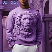 abordables Sudaderas 3D para hombre-Hombre Graphic Animal León Sudaderas Sudadera con capucha Manga Larga Camisa de entrenamiento Cuello Barco Moda Diario Casual Impresión 3D Vacaciones Festivos Noche Estampado Primavera &amp; Otoño