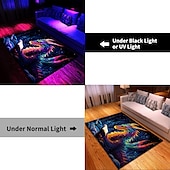 preiswerte Blacklight Teppiche-Schwarzlicht-Teppich, UV-reaktiver, im Dunkeln leuchtender Teppich, Küchenmatte, rutschfeste, ölbeständige Trippy Dragon-Bodenmatte, Wohnzimmerteppich, Innen- und Außenmatte, Schlafzimmerdekoration,