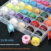 cheap Arts, Crafts &amp; Sewing-25/36pcs/set Bobbin With Sewing Thread, 25/36 Grids Boxed Color Bobbins, Practical Replacement Simple Installation Household For Sewing Machine