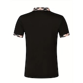 cheap Men's Classic Polo-Men's Polo Shirts Button Up Polos Casual Holiday Lapel Short Sleeve Fashion Basic Plaid Color Block Patchwork Summer Regular Fit White Polo Shirts
