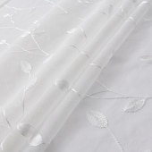 abordables Voilages-Rideau semi-transparent blanc brodé de feuilles, ensemble de rideaux à passe-tringle, panneau de fenêtre, drapé pour chambre de fille/chambre d&#039;enfant/crèche/salon 1 panneau