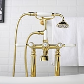 voordelige Badkranen-Badkraan - Retro vintage Galvanisch verzilveren Vrijstaand Keramische ventiel Bath Shower Mixer Taps