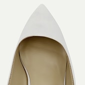 abordables Officiel-Escarpins blancs à bout pointu et bride arrière avec nœud papillon pour femme - chaussures de mariée et de mariage élégantes