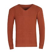 abordables Pull col rond-Homme Pull Pull en maille torsadée A côtes Tricoter Tricoté Plein Col V Garder au chaud Décontractées Usage quotidien Vacances Vêtement Tenue Automne hiver caramel Noir M L XL