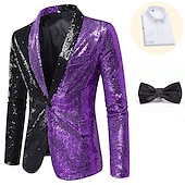 preiswerte Outfits-Retro Vintage Disko 1980er Anzüge &amp; Blazer Disco Pailletten Herren Karnevalskostüm Maskerade Party / Abend Pride Parade Pride-Monat Erwachsene Mantel Hemd Krawatte