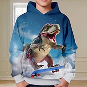cheap Boy&#039;s 3D Animals-Boys 3D Dinosaur Hoodie Pullover Long Sleeve 3D Print Spring Fall Fashion Streetwear Cool Polyester Kids 3-12 Years Hooded Outdoor Casual Daily Regular Fit