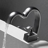 Недорогие Смесители для раковины в ванной-Ванная раковина кран - Водопад Электропокрытие По центру Одной ручкой одно отверстиеBath Taps