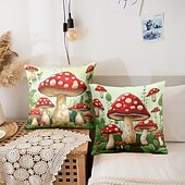 cheap Floral &amp; Plants Style-1PC Mushroom Double Double Side Pillow Cover Soft Decorative Square Cushion Case Pillowcase for Bedroom Livingroom Sofa Couch Chair