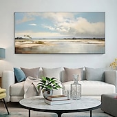 cheap Landscape Paintings-Handmade Oil Painting Canvas Wall Art Decor Original Blue Sky Abstract Scenery Painting for Home Decor With Stretched Frame/Without Inner Frame Painting