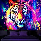 billige Blacklight -billedvev-blacklight billedvev uv reaktiv glød i mørket glød party neon tiger dyr psykedelisk trippy tåkete hengende billedvev veggkunst veggmaleri for stue soverom