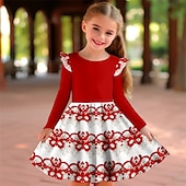 billiga 3D Blomma Klänning-Karnival Flickor 3D Blommig Volangkjol Rosa Långärmad 3D-tryck Vår Höst Semester Sport &amp; Utomhus Dagligen söt stil Ledigt Skön Barn 3-12 år Vardagsklänning A linjeklänning Ovanför knäet Normal