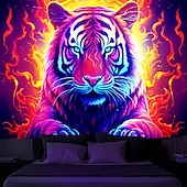 billige Blacklight -billedvev-blacklight billedvev uv reaktiv glød i mørket glød party neon tiger dyr psykedelisk trippy tåkete hengende billedvev veggkunst veggmaleri for stue soverom