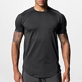voordelige actieve T-shirts en tanktops voor heren-Voor heren T-shirt Fitnessshirt Basketbalshirt Atletische overhemden Strakke ronde hals Korte mouw Sport &amp; Outdoor Vakantie Uitgaan Casual / Dagelijks Snel Drogend Zweetafvoerend Ademend Zacht Effen