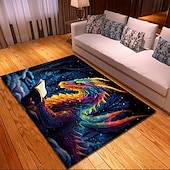 preiswerte Blacklight Teppiche-Schwarzlicht-Teppich, UV-reaktiver, im Dunkeln leuchtender Teppich, Küchenmatte, rutschfeste, ölbeständige Trippy Dragon-Bodenmatte, Wohnzimmerteppich, Innen- und Außenmatte, Schlafzimmerdekoration,