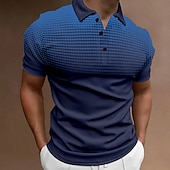 halpa Miesten geometrinen poolo-Miesten Sport Polo Golfpaita Kausaliteetti Pyhäpäivä Kauluskäänne Lyhythihainen Muoti Perus Kaltevuus nappi Kesä Normaali Viini Musta Valkoinen Laivaston sininen Oranssi Harmaa Sport Polo