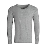 abordables Pull col rond-Homme Pull Pull en maille torsadée A côtes Tricoter Tricoté Plein Col V Garder au chaud Décontractées Usage quotidien Vacances Vêtement Tenue Automne hiver caramel Noir M L XL