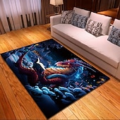 preiswerte Blacklight Teppiche-Schwarzlicht-Teppich, UV-reaktiver, im Dunkeln leuchtender Teppich, Küchenmatte, rutschfeste, ölbeständige Trippy Dragon-Bodenmatte, Wohnzimmerteppich, Innen- und Außenmatte, Schlafzimmerdekoration,