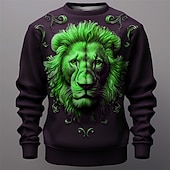 cheap Animal Print-Men's Graphic Lion Sweatshirts Golf Pullover Sweatshirt Long Sleeve Sweatshirt Crew Neck Fashion Daily Casual 3D Print Streetwear Vacation Holiday Print Spring &amp;  Fall