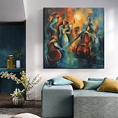 billige Personmalerier-stor håndmalt veggkunst jazzmusikkband maleri abstrakt oljemaleri på lerret moderne samtidskunst hjemmedekorasjon klar til å henge eller lerret