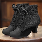 baratos anos 1930-botins femininos vitorianos com cadarço - botins de camurça verde de salto alto para fantasias vintage e steampunk