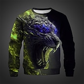 billiga 3D-tröjor för män-Herr Grafisk Djur Tröjor Pullover-tröja Långärmad Tröja Rund hals Mode Dagligen Ledigt 3D-tryck Semester Helgdag Utekväll Mönster Vår &amp; Höst