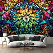 cheap Mandala Tapestry-Stained Glass Mandala Wall Hanging Tapestry Wall Art Large Tapestry Mural Decor Photograph Backdrop Blanket Curtain Home Bedroom Living Room Decoration