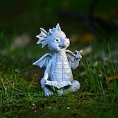baratos Estátuas-Bebê dragão livro de leitura estátua dragão escultura estátua do jardim esculturas para jardim ao ar livre quintal varanda decoração