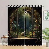 billiga Gardiner och draperier-2 paneler landskap skog gardin draperier mörkläggningsgardin för vardagsrum sovrum kök fönster behandlingar värmeisolerat rum mörkläggning