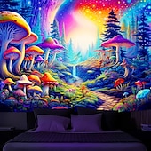 billiga Blacklight tapestries-blacklight gobeläng uv reaktiv glöd i mörkret glöd fest neon svamp väg landskap psykedelisk trippy dimmigt hängande gobeläng väggkonst väggmålning för att leva