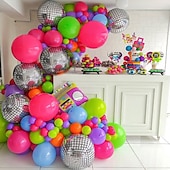 voordelige Feest benodigdheden-Jaren &#039;80 en &#039;90 themaballonkettingset boogdisco 4D radioballon retro feestdecoratie