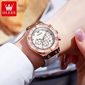 Недорогие Кварцевые часы-OLEVS Женский Кварцевые Роскошь Мода Стразы Деловые Светящийся Календарь ЗАЩИТА ОТ ВЛАГИ Кожа Часы