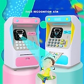 baratos eletrodomésticos-mini banco de dinheiro atm com bloqueio eletrônico, reconhecimento facial, rolagem automática, papel-moeda &amp; moeda para crianças adolescentes meninos meninas sal