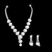abordables Parures de Bijoux-Nuptiales Parures 1 jeu Imitation Perle Strass 1 Collier Boucles d&#039;Oreilles Femme Mode Coréen Doux Parure de Bijoux Pour Mariage Soirée Anniversaire
