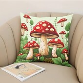 cheap Floral &amp; Plants Style-1PC Mushroom Double Double Side Pillow Cover Soft Decorative Square Cushion Case Pillowcase for Bedroom Livingroom Sofa Couch Chair
