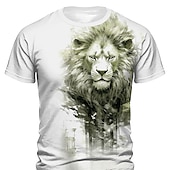 cheap Animal Print T shirts-Men&#039;s Graphic Animal Lion T shirt Short Sleeve T shirt 3D Print Crew Neck Shirt Daily Designer Retro Vintage Sports Outdoor Holiday Going out Blue Red Green Spring &amp; Summer Clothing Apparel S M L XL