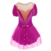 baratos Vestidos de Patinação Artística-Vestidos para Patinação Artística Mulheres Para Meninas Patinação no Gelo Vestidos Roupa Branco Leite Vermelho Escuro Amarelo e amarelo Elastano Elasticidade Alta Competição Roupa para Patinação