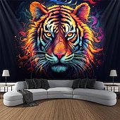 billige Blacklight -billedvev-blacklight billedvev uv reaktiv glød i mørket glød party neon tiger dyr psykedelisk trippy tåkete hengende billedvev veggkunst veggmaleri for stue soverom