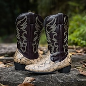 levne Cowboy &amp; Western Boots-Pánské Boty Kovbojské boty Denní nošení Rande PU Stříbrná Zlatá Podzim Zima