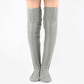 cheap Home Socks-Women&#039;s Cable Knitted THigh High Boot Socks Extra Long Winter Stockings Over Knee Leg Warmers Floor Socks Wool