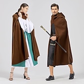 billige Kapper &amp; Kappene-Retro / vintage Kostymer i middelalderstil Renessanse Kappe hette kappe Sjale Viking Ranger Elven Helfarge Kostyme Herre Dame Keltisk Viking fantasi Halloween Karneval Karneval Ytelse Halloween Voksne