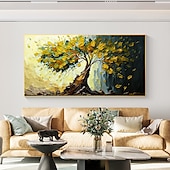 cheap Floral/Botanical Paintings-Handmade Oil Painting Canvas Wall Art Decor Original life Tree Abstract Landscape Painting for Home Decor With Stretched Frame/Without Inner Frame Painting