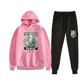 economico Grafica di personaggi di cartoni animati e film-One Piece Roronoa Zoro Pantalone Completi Felpa con cappuccio Manga Tasca frontale Grafica Per Da coppia Per uomo Per donna Per adulto Carnevale Mascherata Stampa a caldo Feste Casual / quotidiano