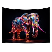 billiga Blacklight tapestries-blacklight gobeläng uv reaktiv glöd i mörkret glöd party neon elefant djur psykedeliskt trippy dimmigt hängande gobeläng väggkonst väggmålning för vardagsrum sovrum