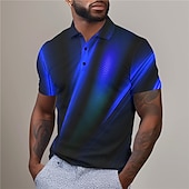 abordables Polo géométrique pour homme-Homme Graphique Polo Chemise de golf Manche Courte Polos Chemises à Col Occasionnel Vêtements de vacances Vêtements de rave Tenues de fête Boutons Impression 3D Printemps &amp; Été Jaune Rouge Bleu