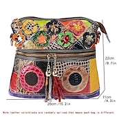 economico Borse a Tracolla-borsa a tracolla in pelle patchwork colorata da donna - borsa in stile bohémien con accenti floreali
