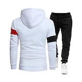 cheap Basic Tracksuits-Men's Tracksuit Gym Shirt GYM Pants Workout Outfits Hooded Sports &amp; Outdoor Daily Holiday Quick Dry Soft Color Block Black White Khaki Activewear Streetwear Sport Fall &amp; Winter
